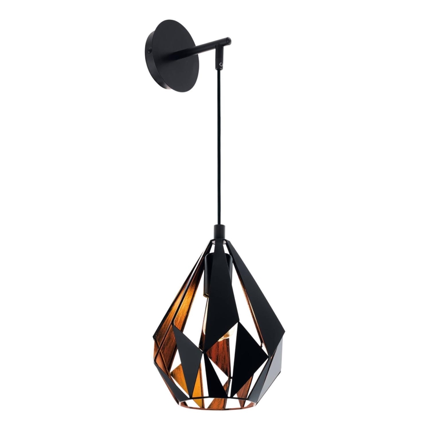 Eglo 62836 - Væglampe CARLTON PRO 1xE27/60W/230V sort