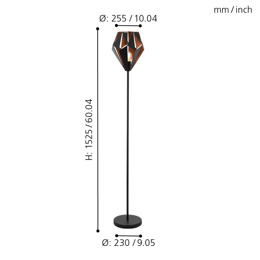 Eglo 62838 - Gulvlampe CARLTON PRO 1xE27/60W/230V sort