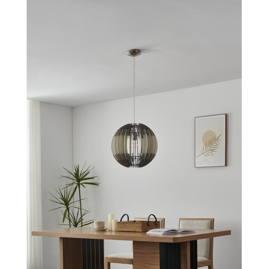 Eglo 63256 - Pendel på wire OLMERO PRO 1xE27/60W/230V Ø 40 cm grå/hvid