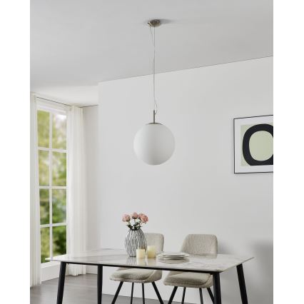 Eglo 63269 - Pendel på wire PIEDALE 1xE27/60W/230V Ø 35 cm mat krom