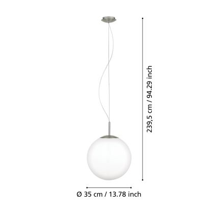 Eglo 63269 - Pendel på wire PIEDALE 1xE27/60W/230V Ø 35 cm mat krom