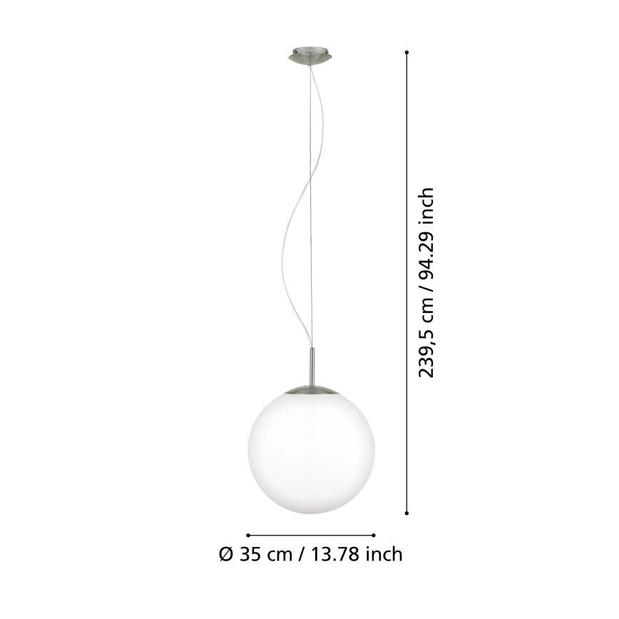 Eglo 63269 - Pendel på wire PIEDALE 1xE27/60W/230V Ø 35 cm mat krom