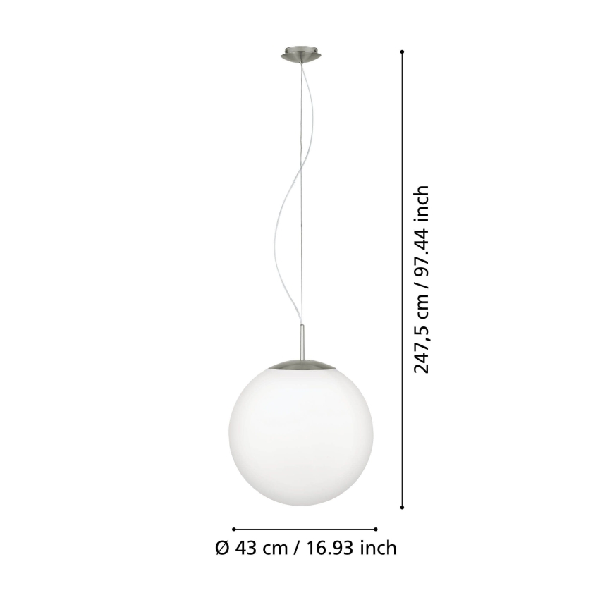 Eglo 63271 - Pendel på wire PIEDALE 1xE27/60W/230V Ø 43 cm mat krom