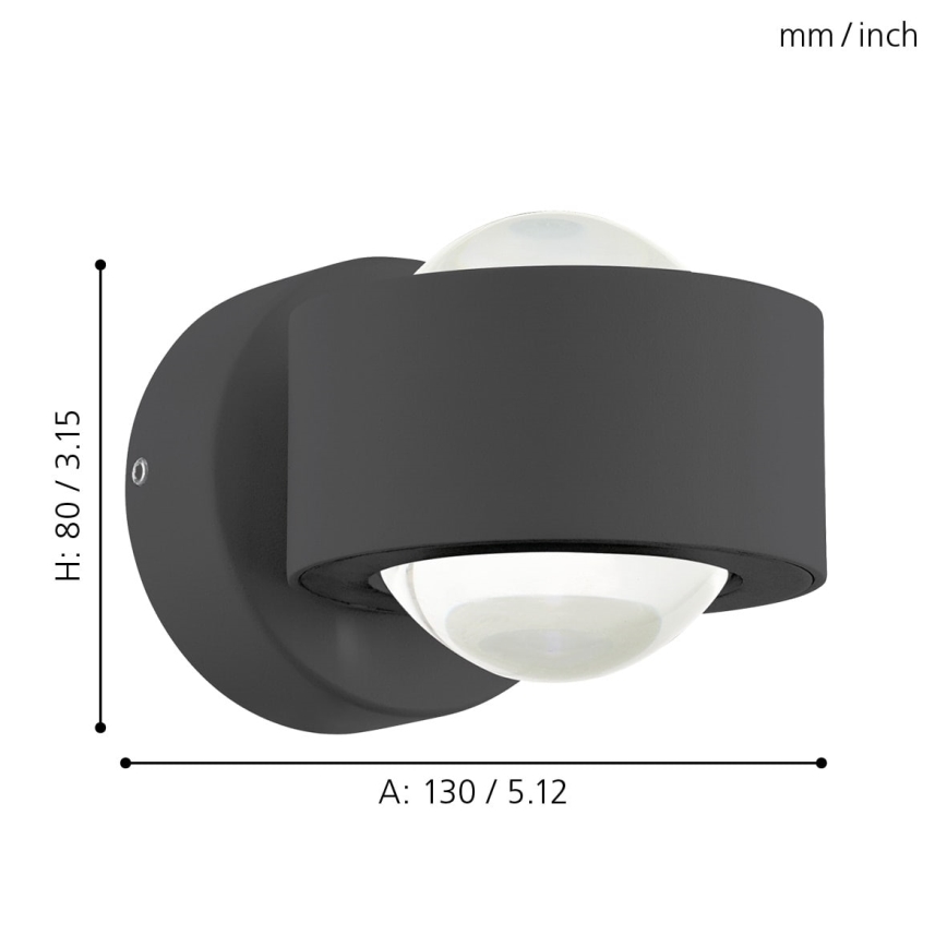 Eglo 64496 - LED-væglampe ONO PRO 2xLED/2,5W/230V antracit