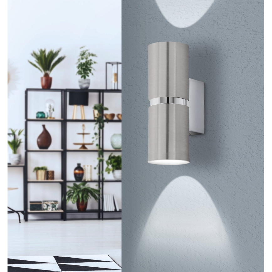 Eglo 64794 - LED væglampe PASSA PRO 2xGU10/3,3W/230V 3000K mat krom