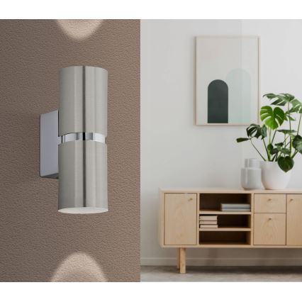 Eglo 64794 - LED væglampe PASSA PRO 2xGU10/3,3W/230V 3000K mat krom