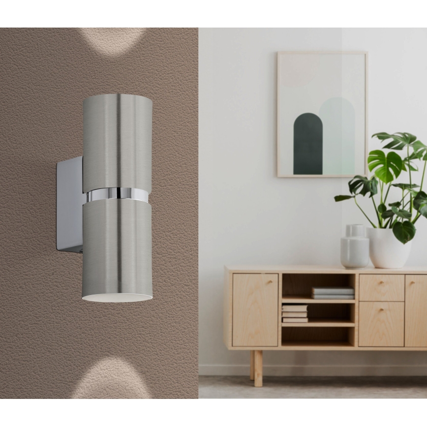 Eglo 64794 - LED væglampe PASSA PRO 2xGU10/3,3W/230V 3000K mat krom