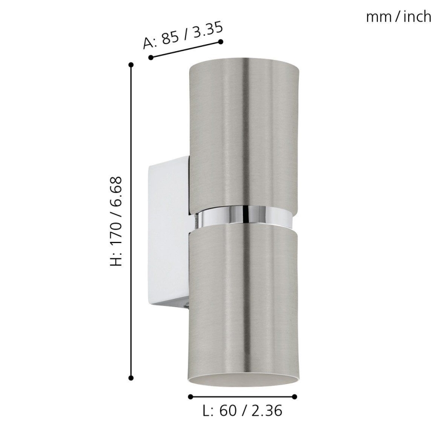 Eglo 64794 - LED væglampe PASSA PRO 2xGU10/3,3W/230V 3000K mat krom