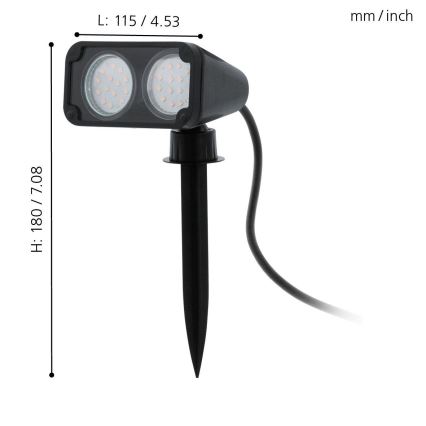 Eglo 75315 - LED udendørslampe NEMA 2xGU10/2,8W/230V 3000K IP44