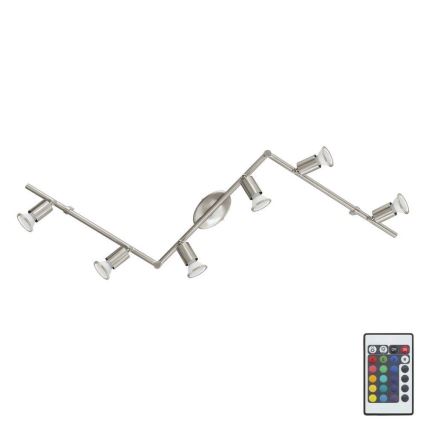 Eglo 75387 - LED spotlampe dæmpbar RGB-farver BUZZ-C 6xGU10/4W/230V + fjernbetjening