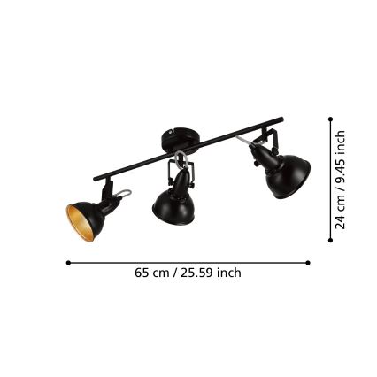 Eglo 75513 - Spotarmatur THORNTON 3xE14/28W/230V sort/guld