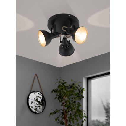 Eglo 75514 - THORNTON spotbelysning 3xE14/28W/230V, sort/guld