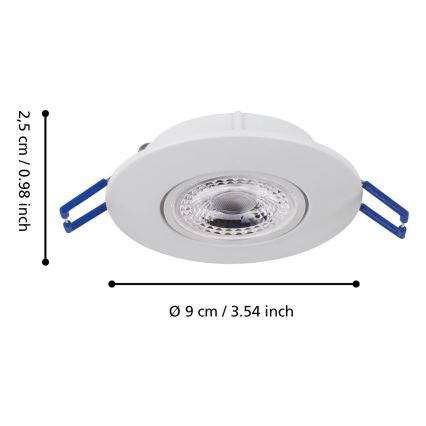 Eglo 75763 - SÆT 3x LED indbygningslampe ZUJAR LED/3,4W/230V hvid