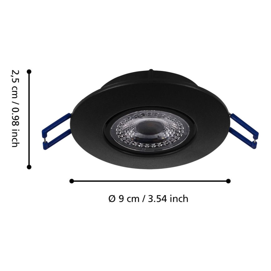 Eglo 75765 - SÆT 3x LED indbygningslampe ZUJAR LED/3,4W/230V sort