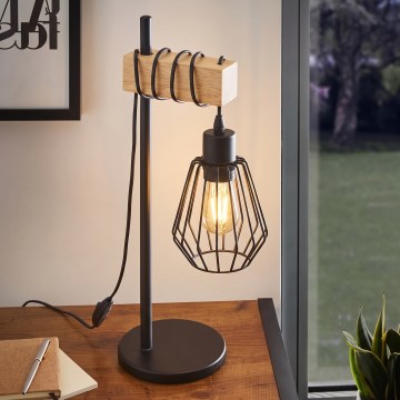 Eglo 780173 - Bordlampe TABODI 1xE27/40W/230V fyrtræ/sort