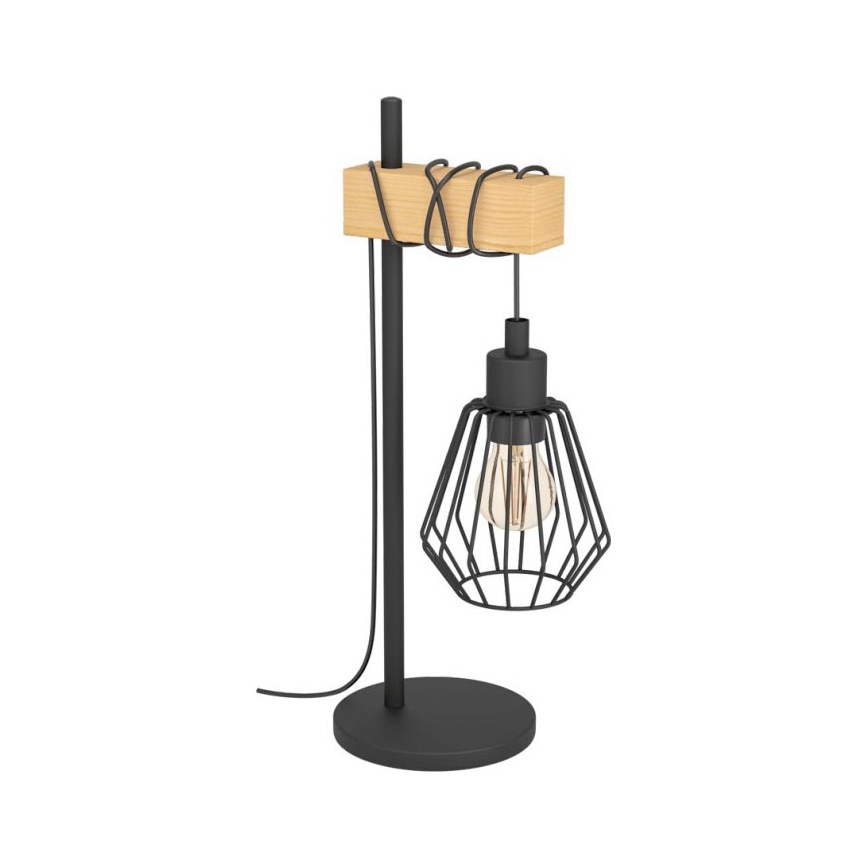 Eglo 780173 - Bordlampe TABODI 1xE27/40W/230V fyrtræ/sort