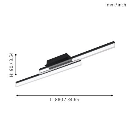 Eglo 780433 - LED badeværelsesloftlampe YANGUAS 2xLED/11W/230V 3000K IP44 sort