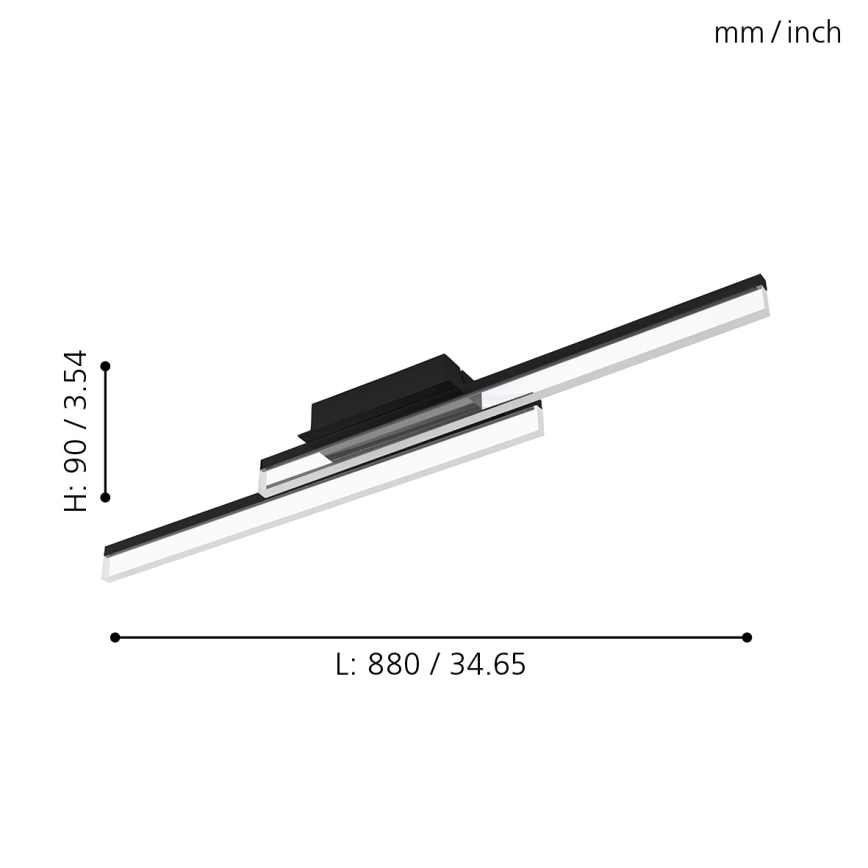 Eglo 780433 - LED badeværelsesloftlampe YANGUAS 2xLED/11W/230V 3000K IP44 sort