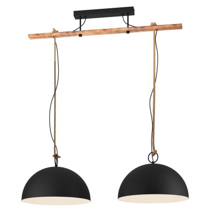 Eglo 78444 - Pendel HODSOLL 2xE27/40W/230V sort/brun