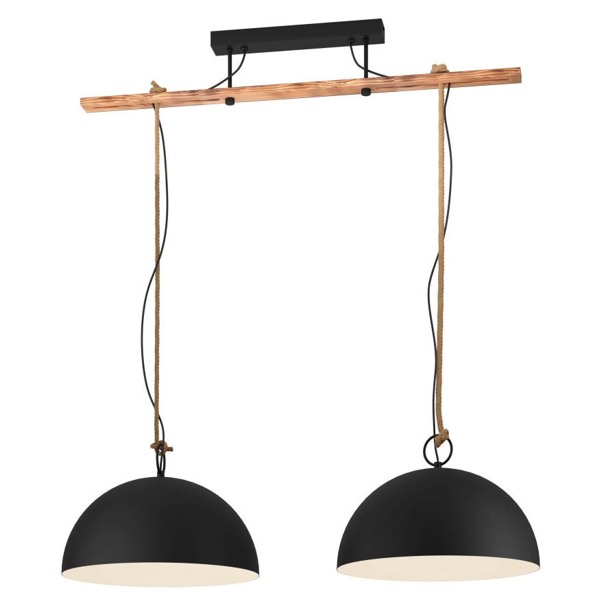 Eglo 78444 - Pendel HODSOLL 2xE27/40W/230V sort/brun