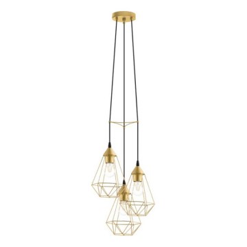 Eglo 79262 - Pendel på kabel BYRON 3xE27/60W/230V i messing