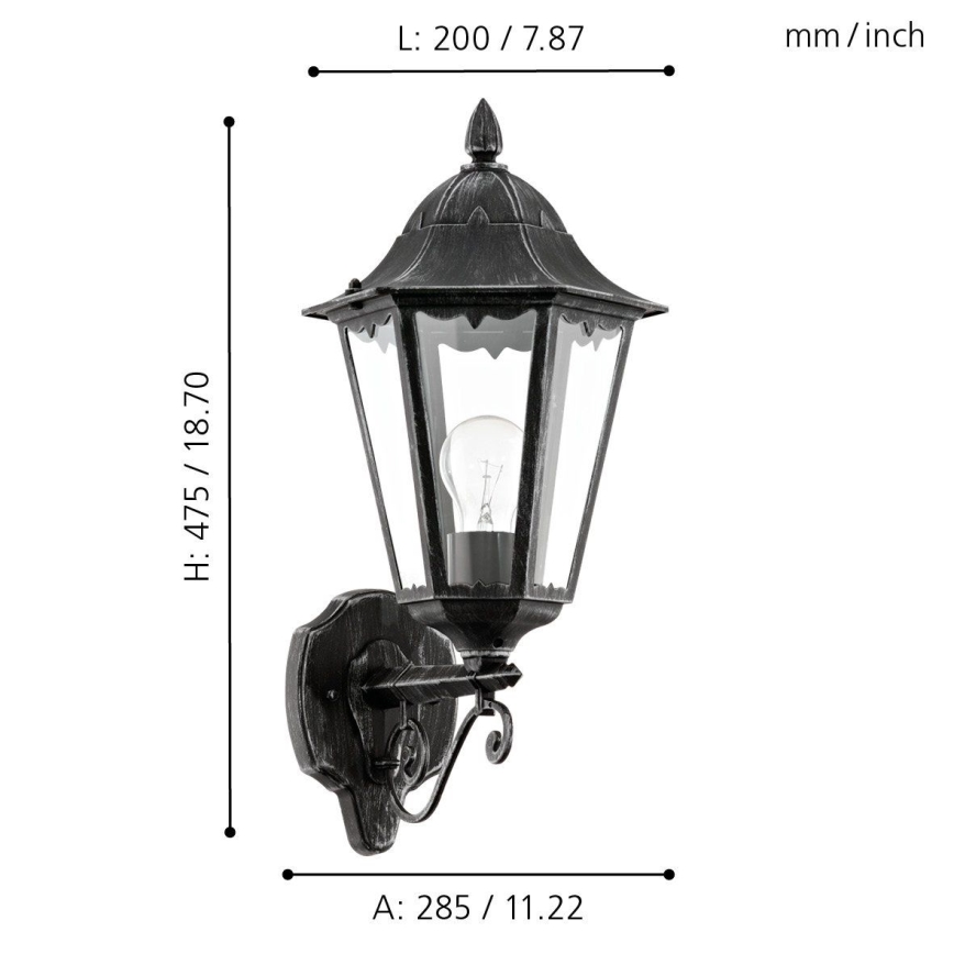 Eglo 79267 - Udendørs væglampe NAVEDO 1xE27/60W/230V IP44