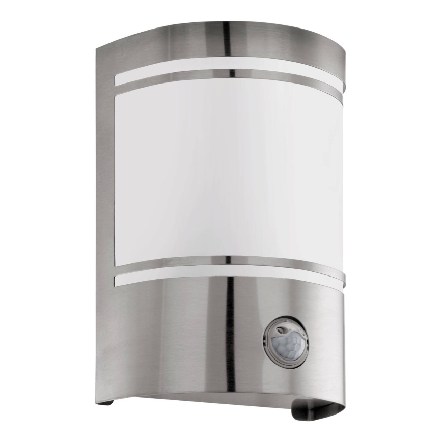 Eglo 79284 - Udendørs væglampe med sensor CERNO 1xE27/40W/230V skinnende krom IP44