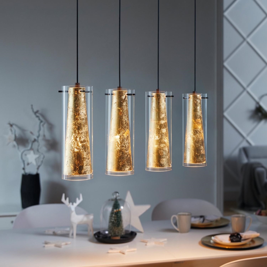Eglo 79344 - Pendel PINTO GOLD 4xE27/40W/230V guldfarvet