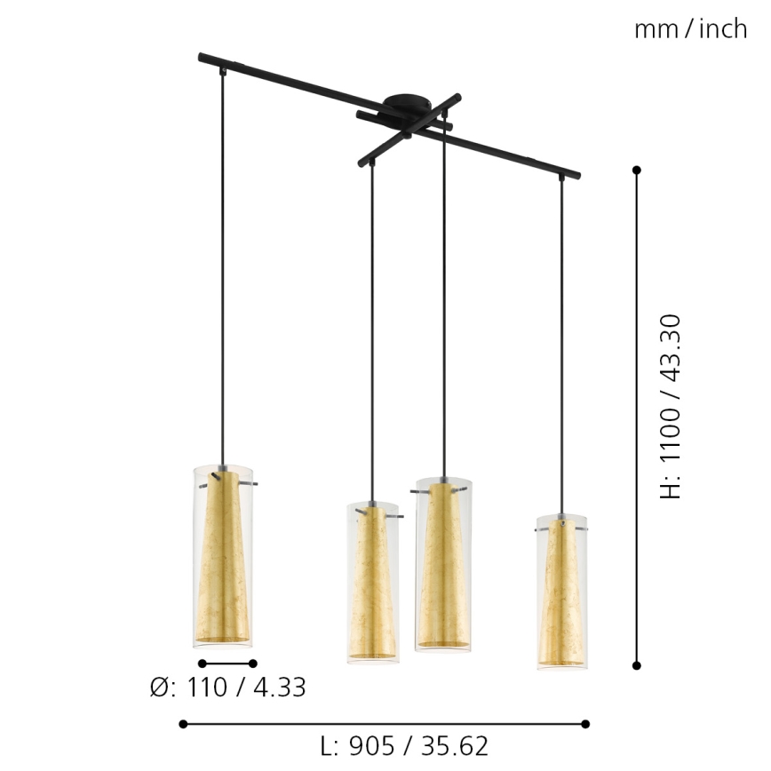 Eglo 79344 - Pendel PINTO GOLD 4xE27/40W/230V guldfarvet