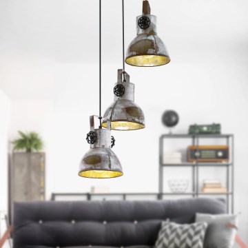 Eglo 79371 - Pendel med wireophæng BARNSTAPLE 3xE27/40W/230V brun/patina