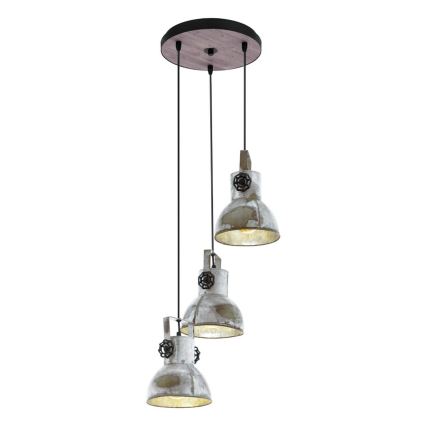 Eglo 79371 - Pendel med wireophæng BARNSTAPLE 3xE27/40W/230V brun/patina