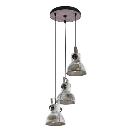 Eglo 79371 - Pendel med wireophæng BARNSTAPLE 3xE27/40W/230V brun/patina
