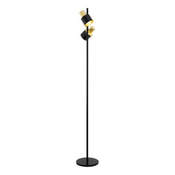 Eglo 79376 - Gulvlampe FIUMARA 2xE27/60W/230V sort/guldfarvet