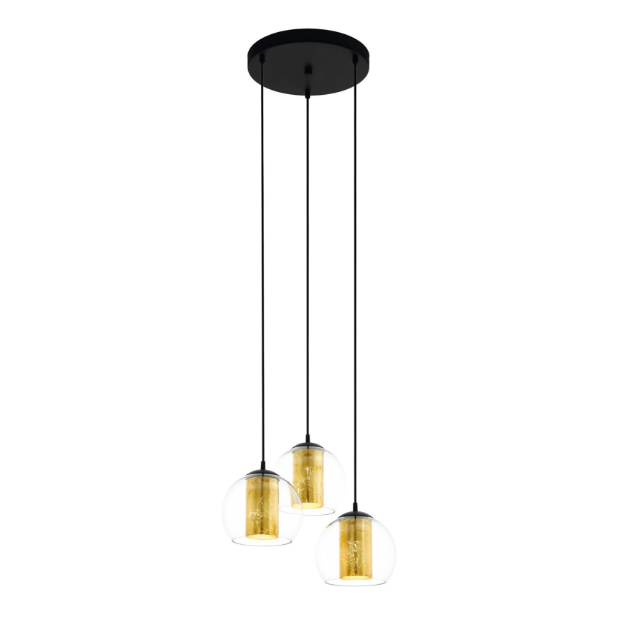 Eglo 79458 - Pendel på kabel BOLSANO 3xE27/28W/230V guld/sort