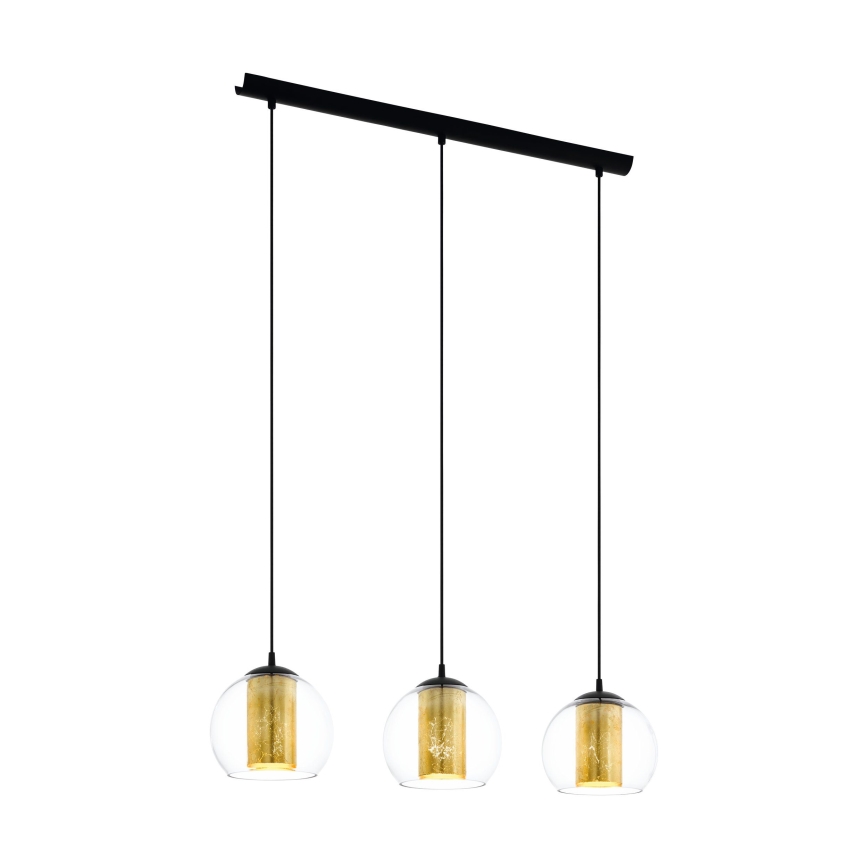 Eglo 79461 - BOLSANO pendel med stålwire, 3xE27/28W/230V, guld/sort