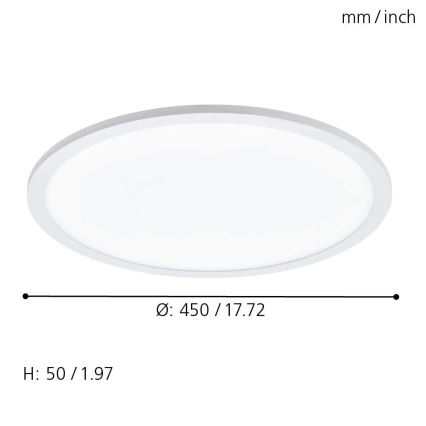 Eglo 79469 - LED loftlampe dæmpbar POZZALLO LED/21W/230V 2700-6500K hvid + fjernbetjening
