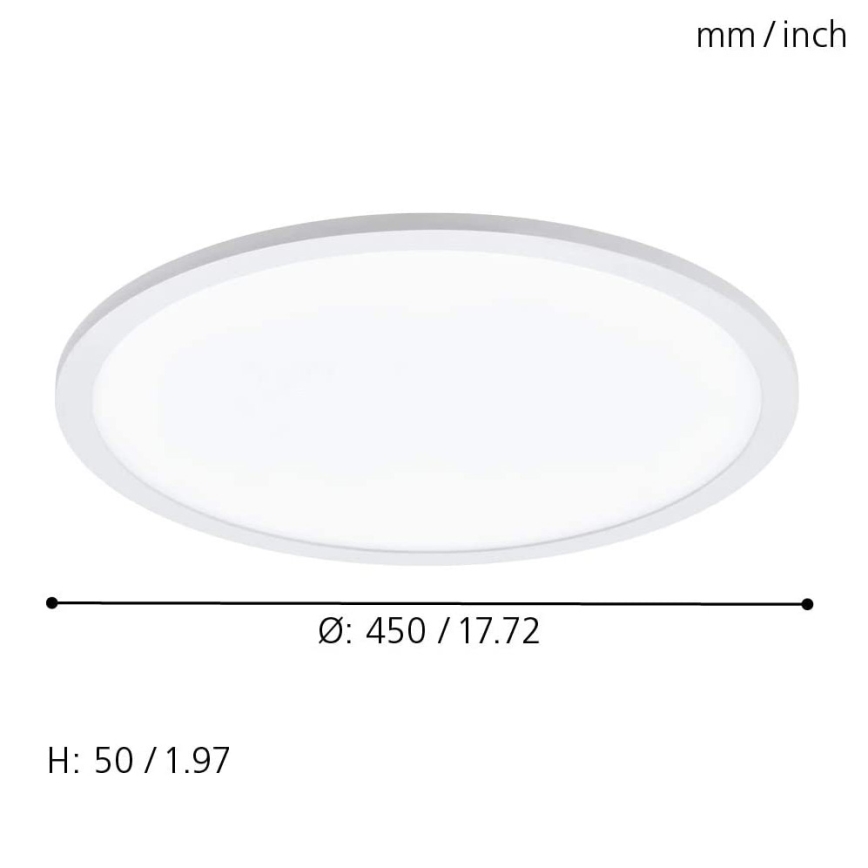 Eglo 79469 - LED loftlampe dæmpbar POZZALLO LED/21W/230V 2700-6500K hvid + fjernbetjening