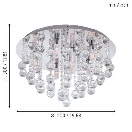Eglo 79516 - LED loftlampe til badeværelse MONTEPRANDONE 8xG9/3W/230V IP44 skinnende krom