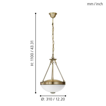 EGLO - Pendel med kædeophæng 2xE27/60W/230V bronze