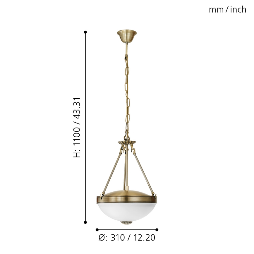 EGLO - Pendel med kædeophæng 2xE27/60W/230V bronze