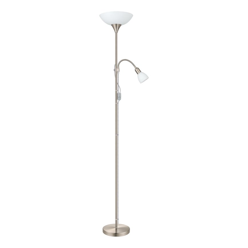 EGLO - Gulvlampe 1xE27/60W + 1xE14/25W mat krom