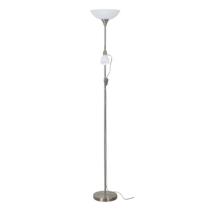 EGLO - Gulvlampe 1xE27/60W + 1xE14/25W mat krom