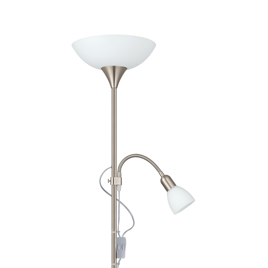 EGLO - Gulvlampe 1xE27/60W + 1xE14/25W mat krom