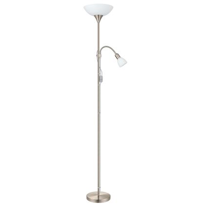 EGLO - Gulvlampe 1xE27/60W + 1xE14/25W mat krom