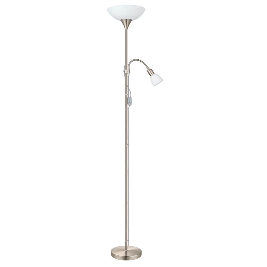EGLO - Gulvlampe 1xE27/60W + 1xE14/25W mat krom