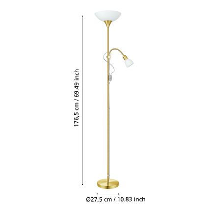 EGLO - Gulvlampe 1xE27/60W + 1xE14/25W i guld