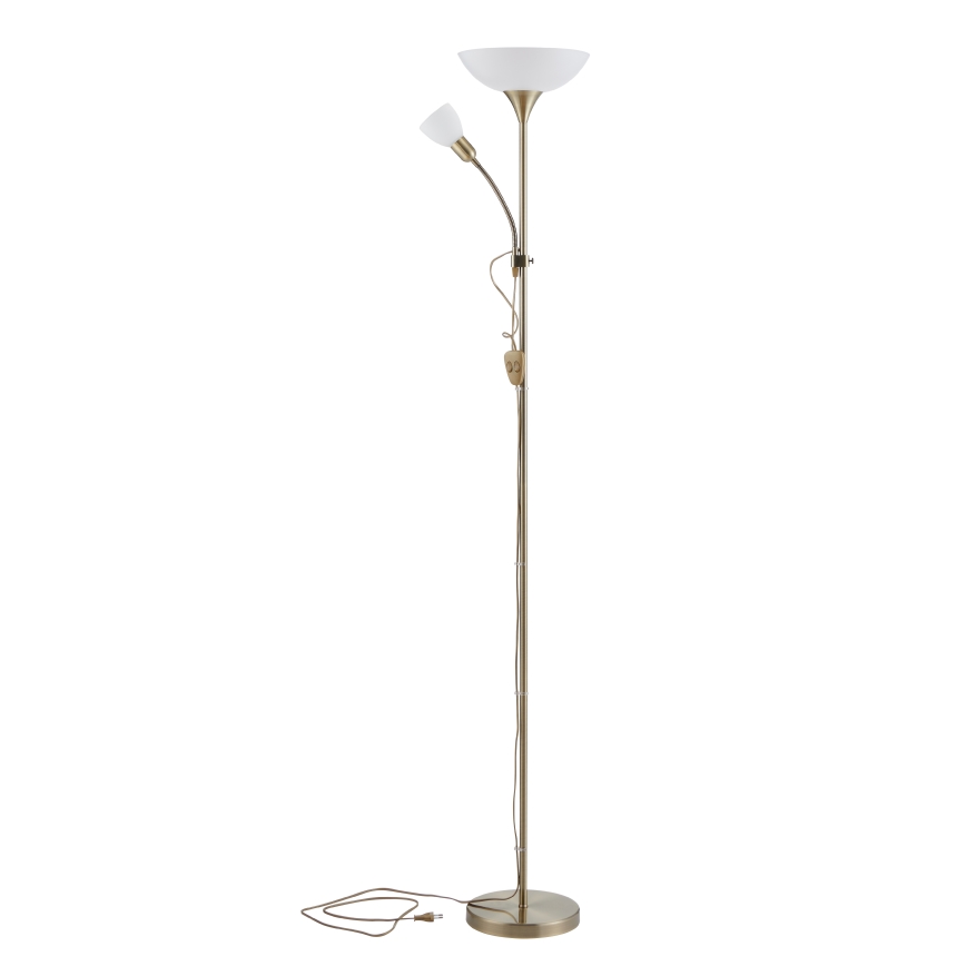 EGLO - Gulvlampe 1xE27/60W + 1xE14/25W messing