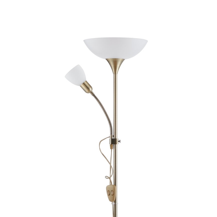 EGLO - Gulvlampe 1xE27/60W + 1xE14/25W messing