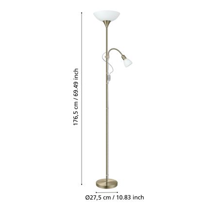 EGLO - Gulvlampe 1xE27/60W + 1xE14/25W messing