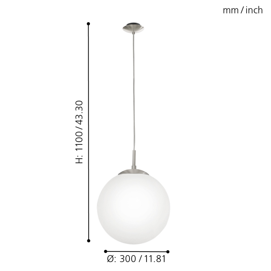 EGLO - Pendel 1xE27/60W/230V diameter 30 cm hvid